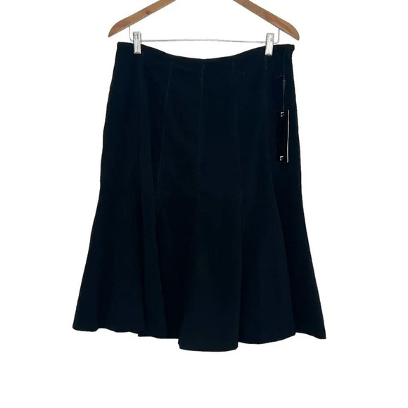 Renuar Black Cut Out Flowy Skirt Women’s Size 12 Fully‎ Lined NWT - Picture 1 of 7